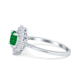 Halo Engagement Ring Vintage Round Simulated Cubic Zirconia 925 Sterling Silver