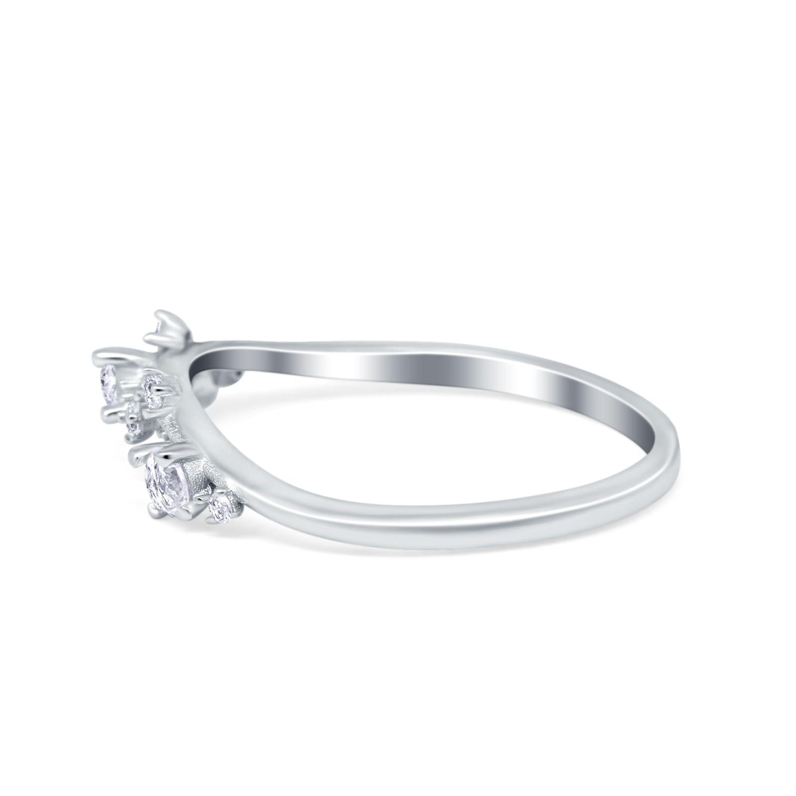 Art Deco Wedding Eternity Band Ring Round Simulated CZ 925 Sterling Silver