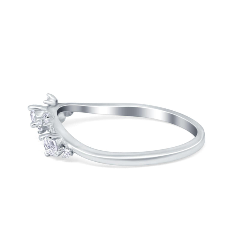 Art Deco Wedding Eternity Band Ring Round Simulated CZ 925 Sterling Silver