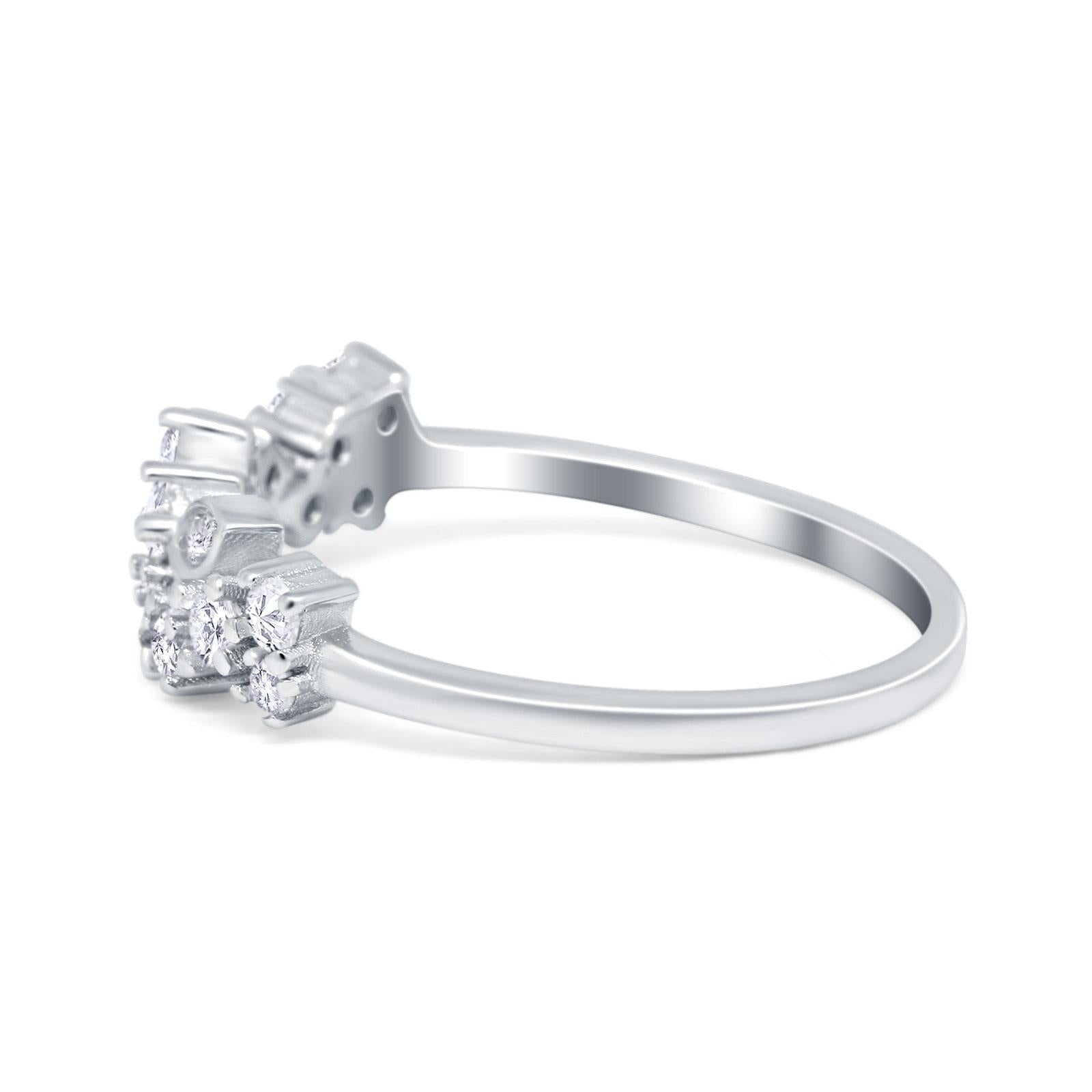 Fashion Leaf Marquise Eternity Wedding Ring Simulated CZ 925 Sterling Silver