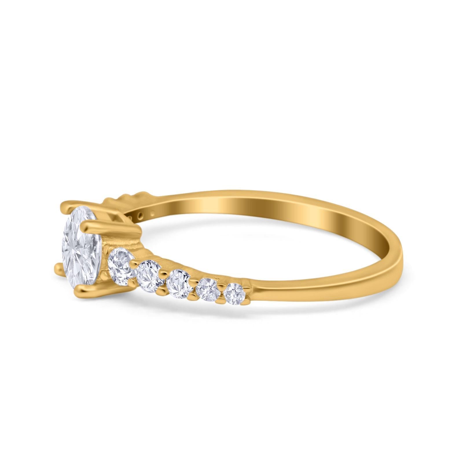 Petite Dainty Engagement Ring Round Simulated Cubic Zirconia 925 Sterling Silver