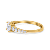 Petite Dainty Engagement Ring Round Simulated Cubic Zirconia 925 Sterling Silver