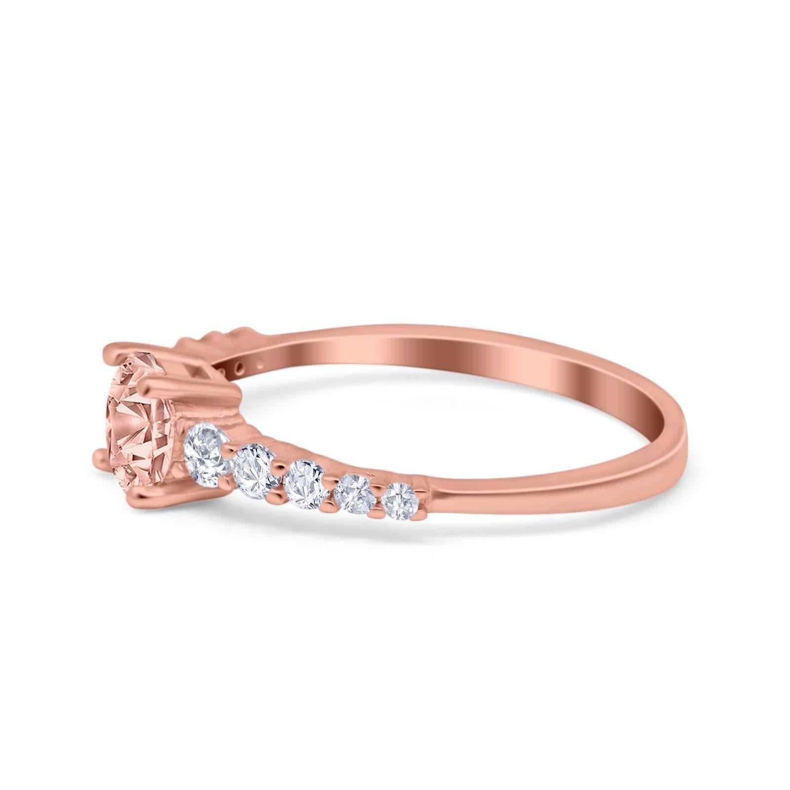 Petite Dainty Engagement Ring Round Simulated Cubic Zirconia 925 Sterling Silver