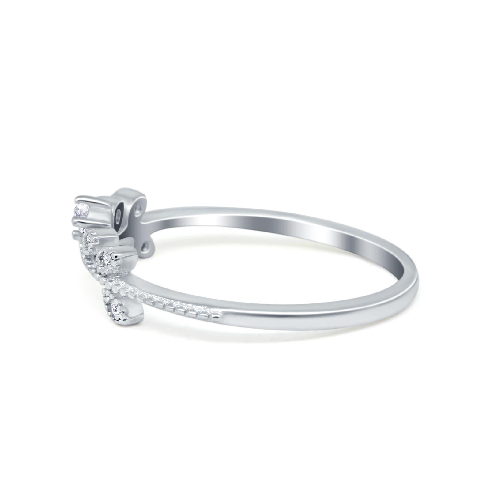 Wedding Band Petite Dainty Eternity Ring Round Simulated CZ 925 Sterling Silver