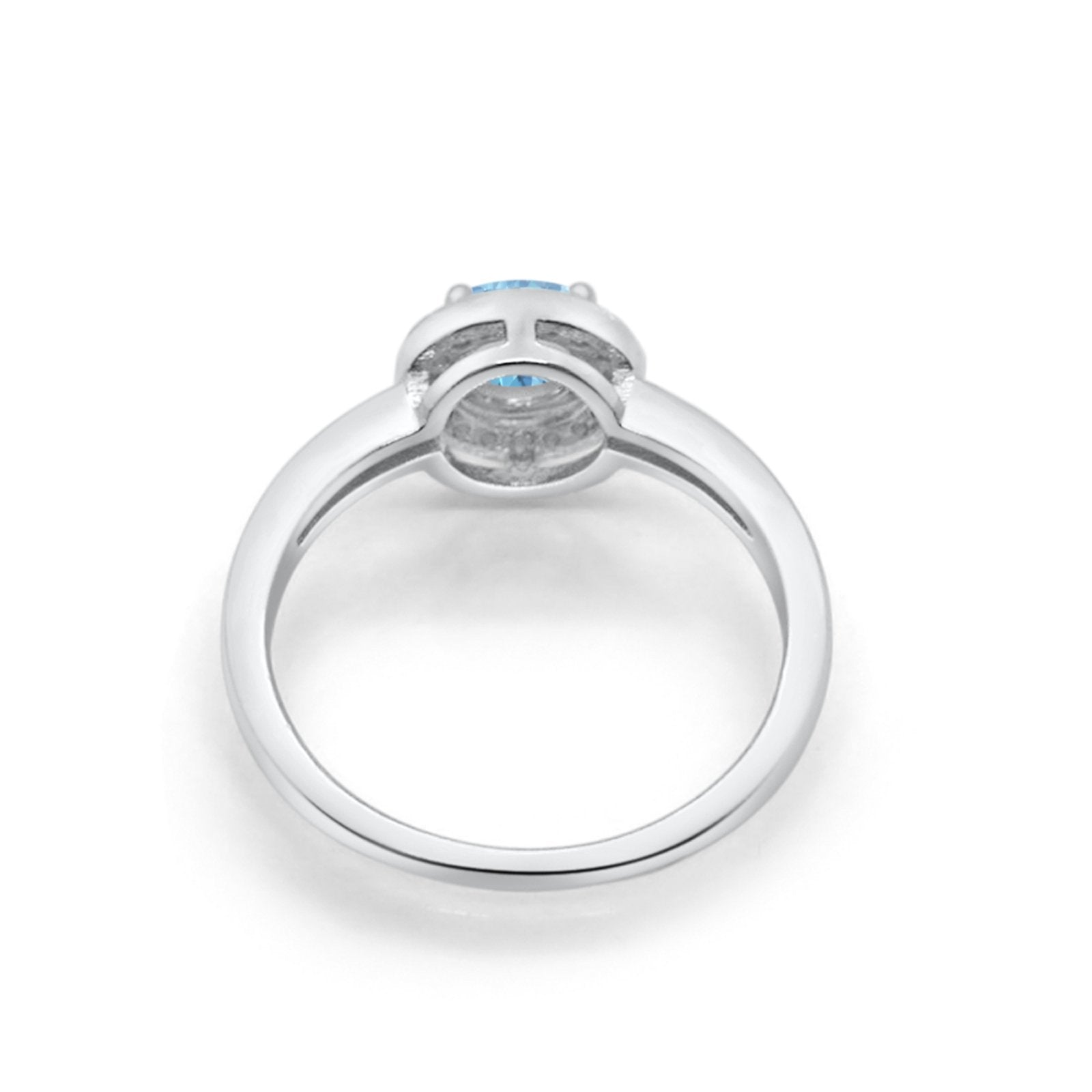 Halo Wedding Engagement Ring Round Cubic Zirconia 925 Sterling Silver SRO-16902
