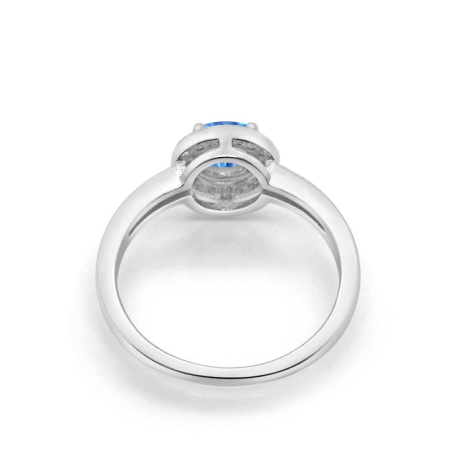Halo Wedding Engagement Ring Round Cubic Zirconia 925 Sterling Silver -3