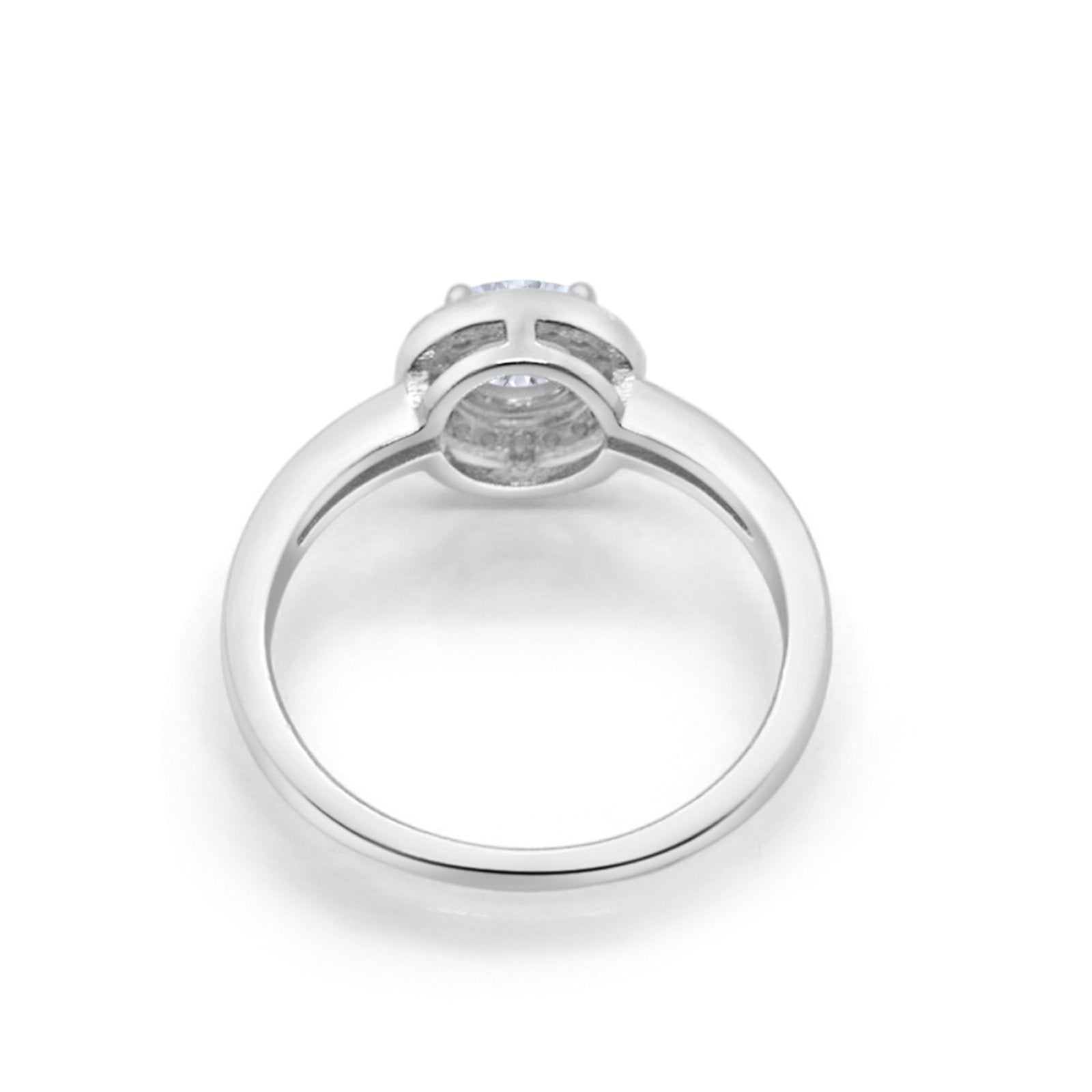 Halo Wedding Engagement Ring Round Cubic Zirconia 925 Sterling Silver SRO-16902
