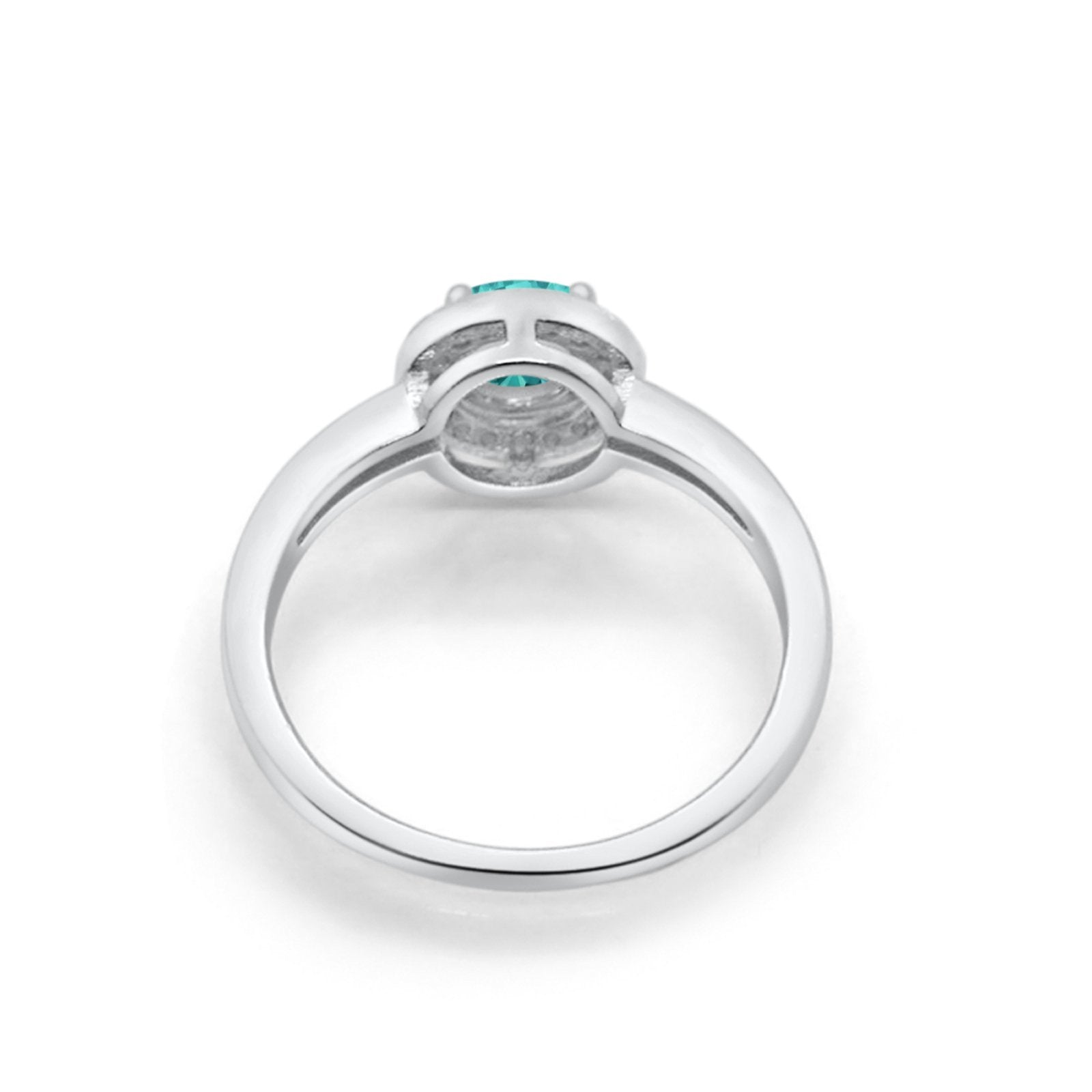 Halo Wedding Engagement Ring Round Cubic Zirconia 925 Sterling Silver -3