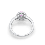 Halo Wedding Engagement Ring Round Cubic Zirconia 925 Sterling Silver -3