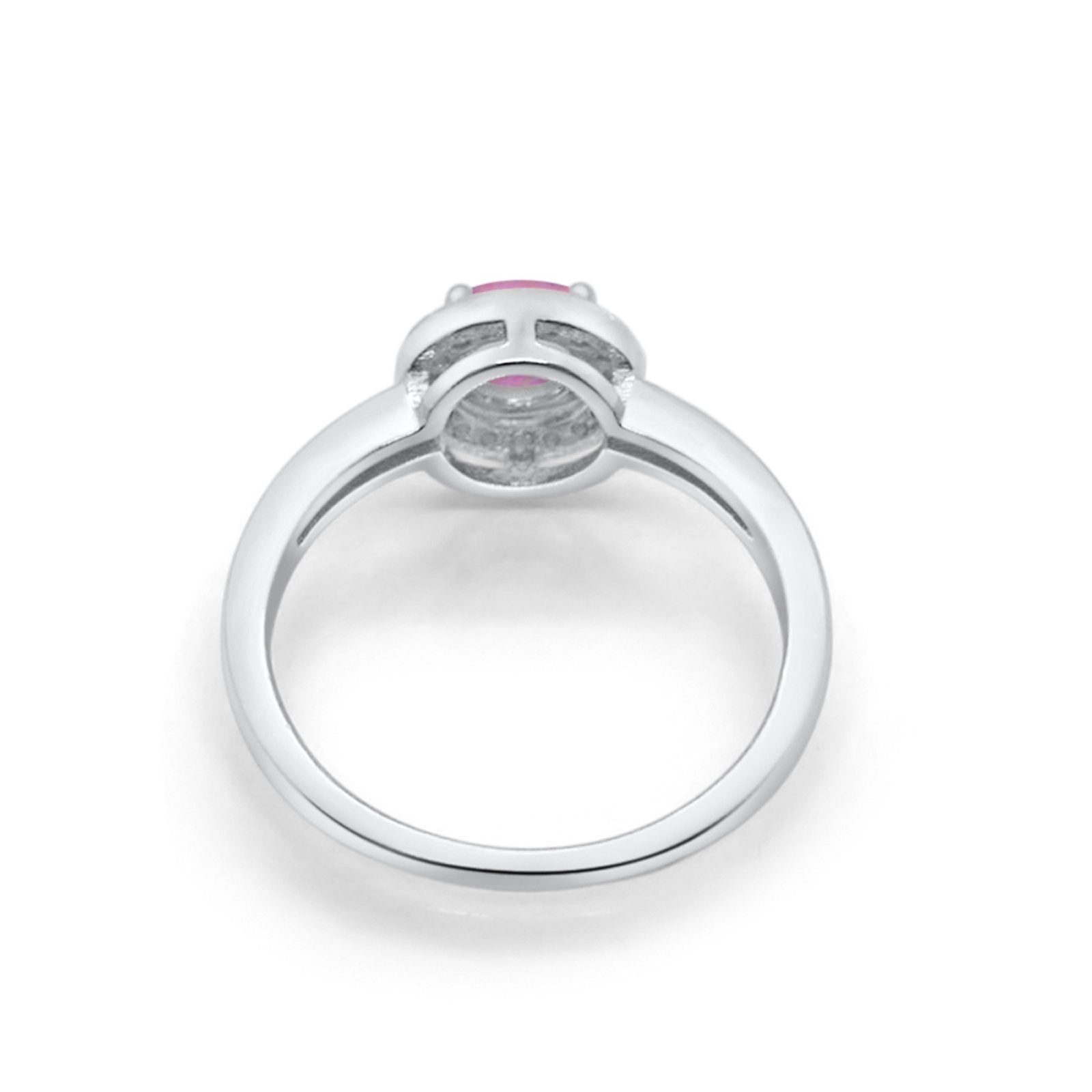 Halo Wedding Engagement Ring Round Cubic Zirconia 925 Sterling Silver -3
