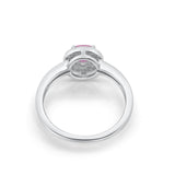 Halo Wedding Engagement Ring Round Cubic Zirconia 925 Sterling Silver -3