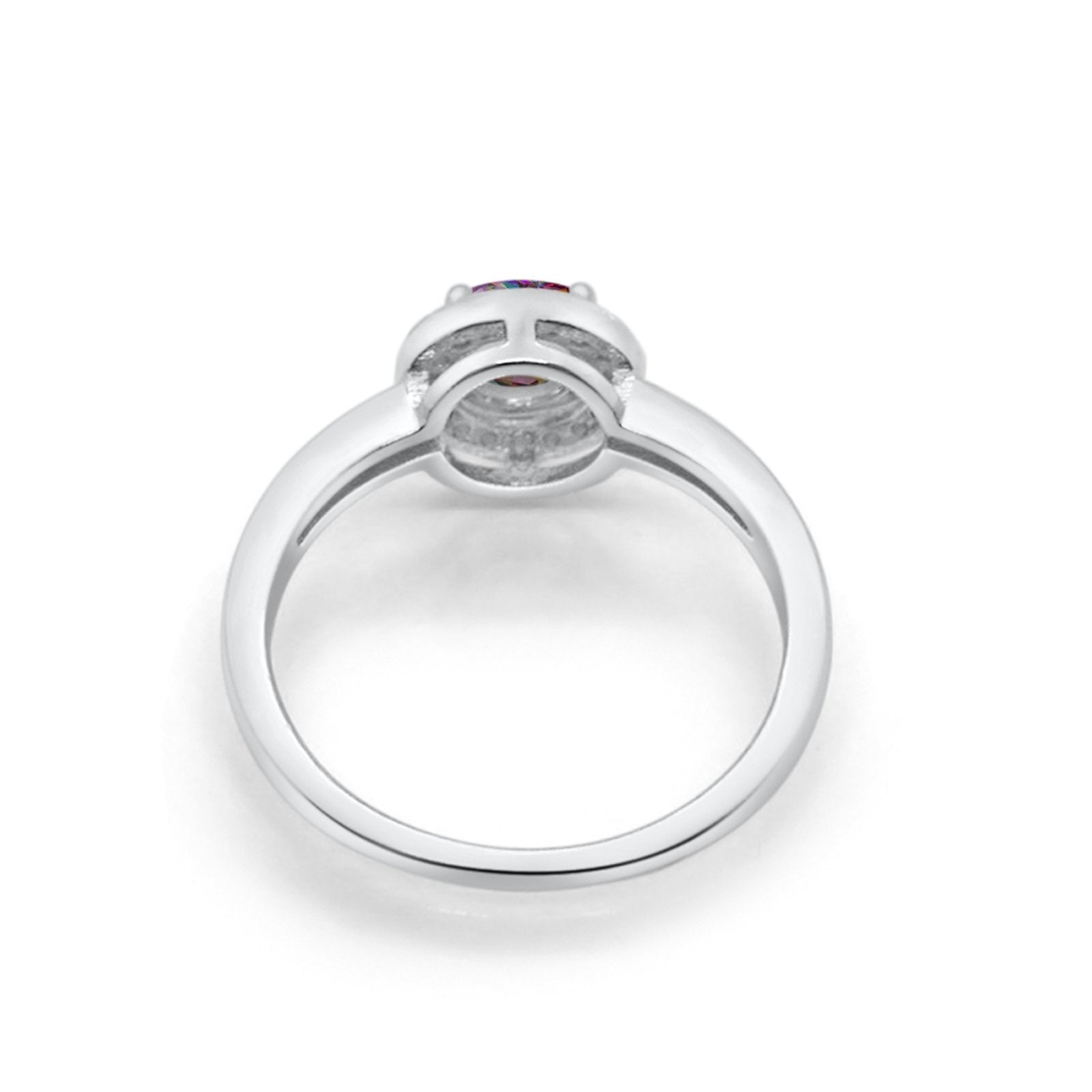 Halo Wedding Engagement Ring Round Cubic Zirconia 925 Sterling Silver -3