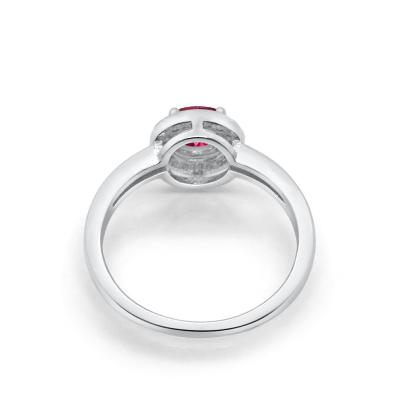 Halo Wedding Engagement Ring Round Cubic Zirconia 925 Sterling Silver -3