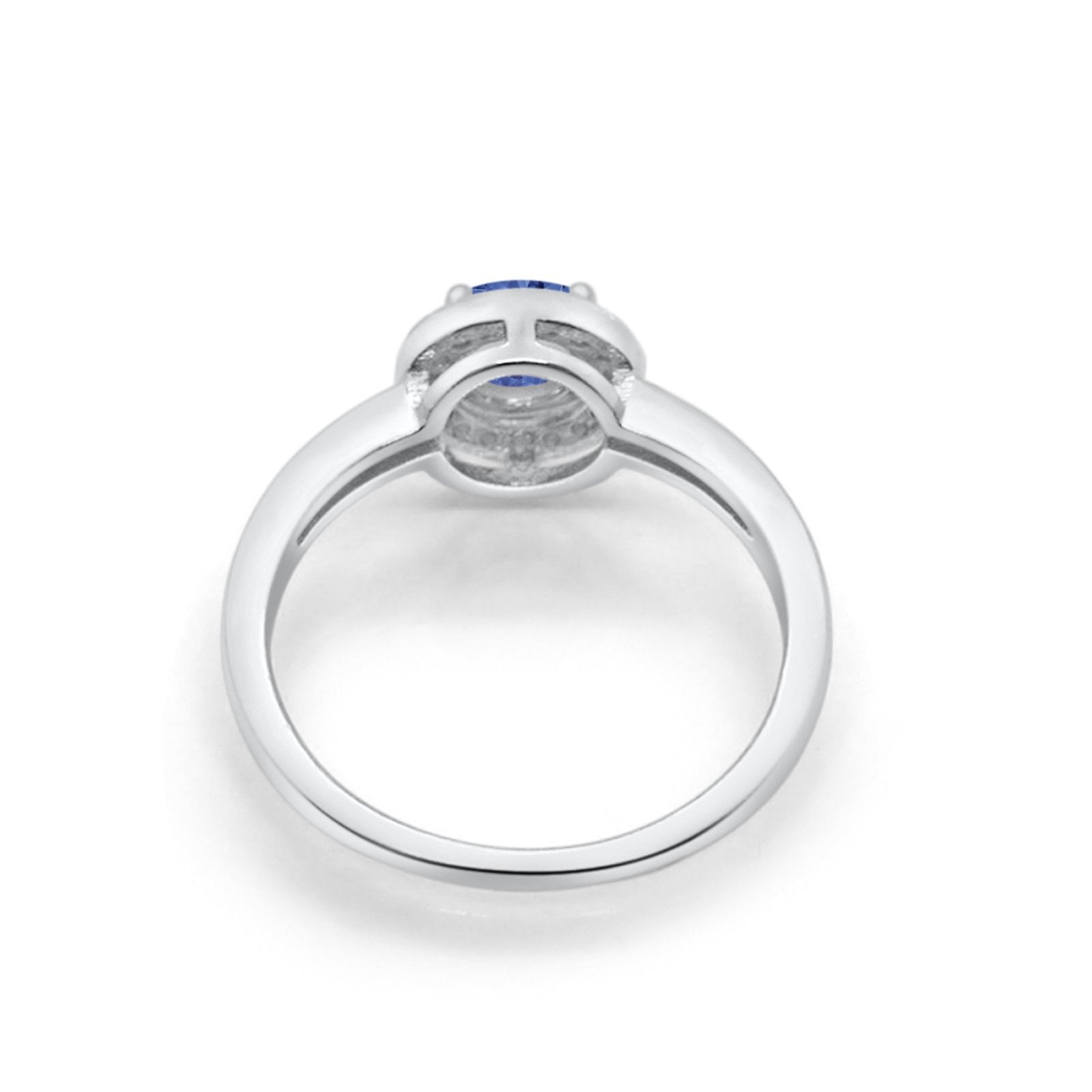 Halo Wedding Engagement Ring Round Cubic Zirconia 925 Sterling Silver -3