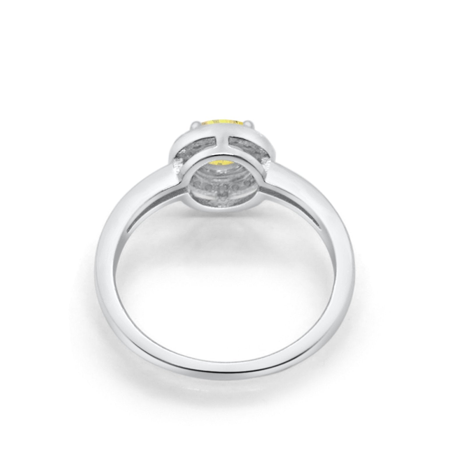 Halo Wedding Engagement Ring Round Cubic Zirconia 925 Sterling Silver -3
