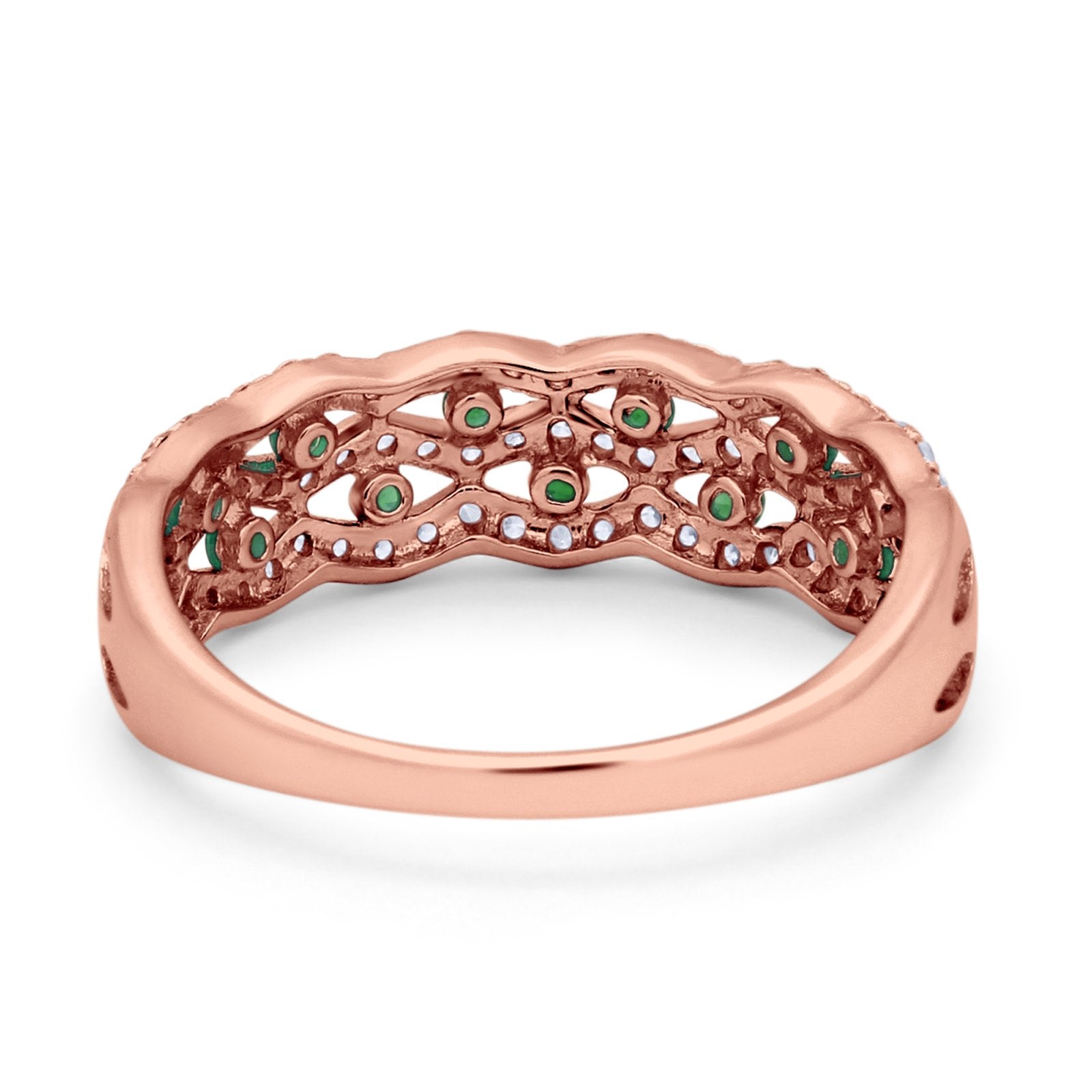 Half Eternity Fashion Wedding Ring Round Simulated CZ 925 Sterling Silver