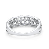 Half Eternity Fashion Wedding Ring Round Simulated CZ 925 Sterling Silver