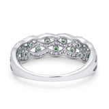 Half Eternity Fashion Wedding Ring Round Simulated CZ 925 Sterling Silver