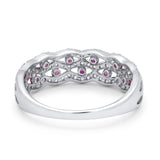 Half Eternity Fashion Wedding Ring Round Simulated CZ 925 Sterling Silver