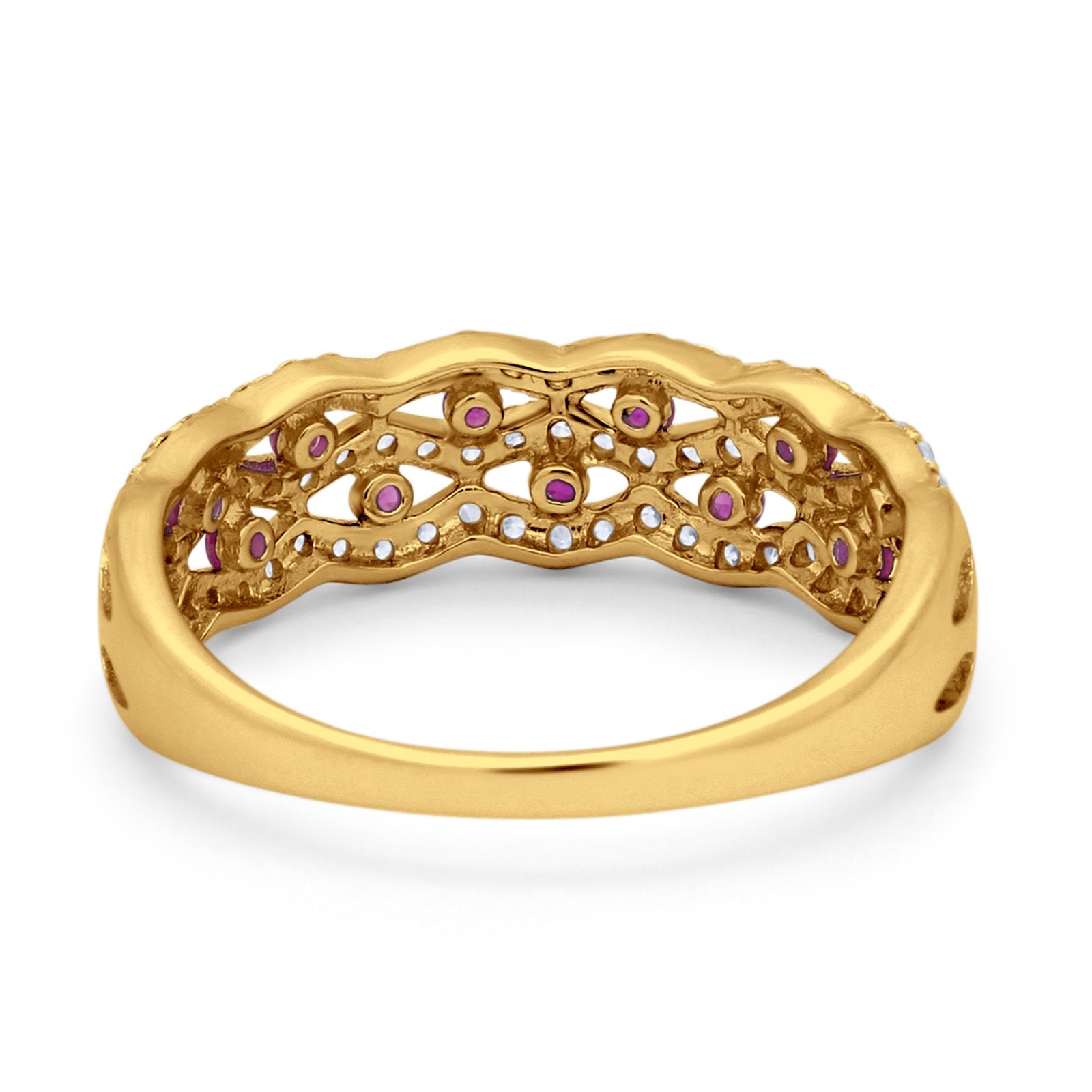 Half Eternity Fashion Wedding Ring Round Simulated CZ 925 Sterling Silver