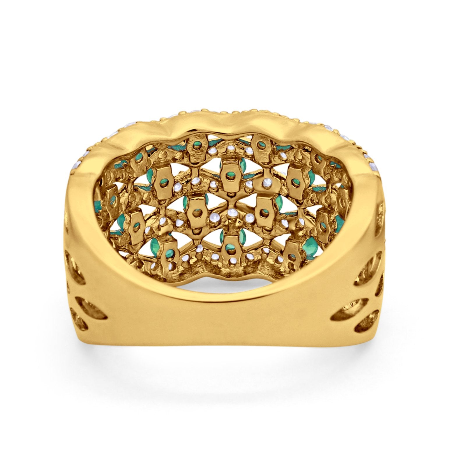 Half Eternity Fashion Band Ring Round Simulated CZ 925 Sterling Silver