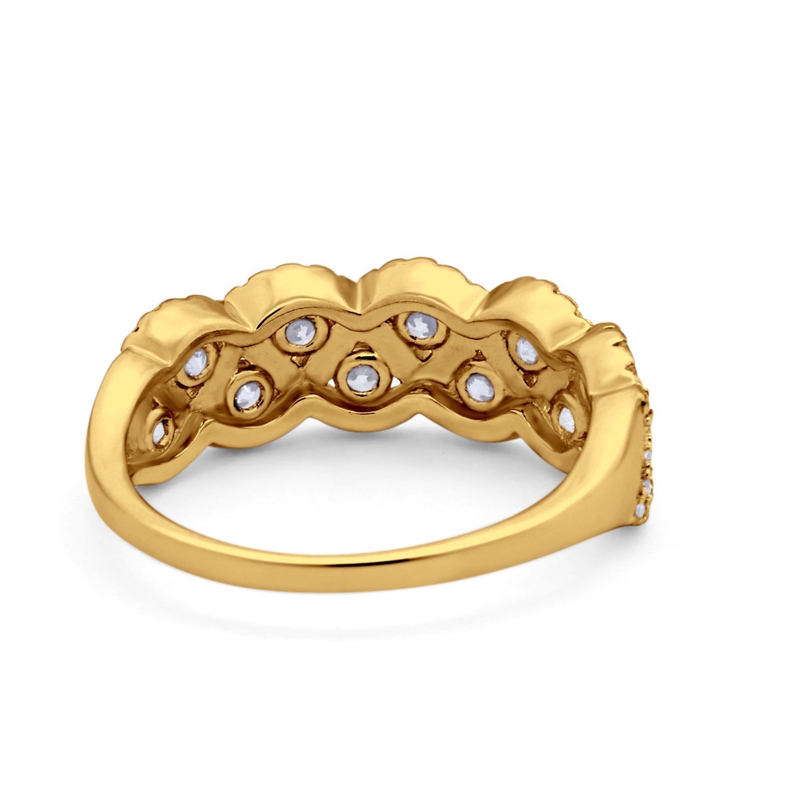 Weave Crisscross Infinity Ring Eternity Round Simulated CZ 925 Sterling Silver