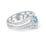 Three Piece Bridal Vintage Round Simulated Cubic Zirconia 925 Sterling Silver