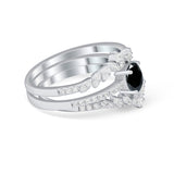 Three Piece Bridal Vintage Round Simulated Cubic Zirconia 925 Sterling Silver