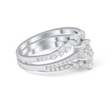 Three Piece Bridal Vintage Round Simulated Cubic Zirconia 925 Sterling Silver