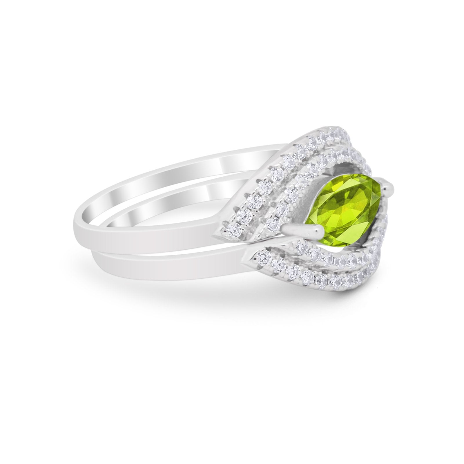 Two Piece Ring Band Round Simulated Cubic Zirconia 925 Sterling Silver