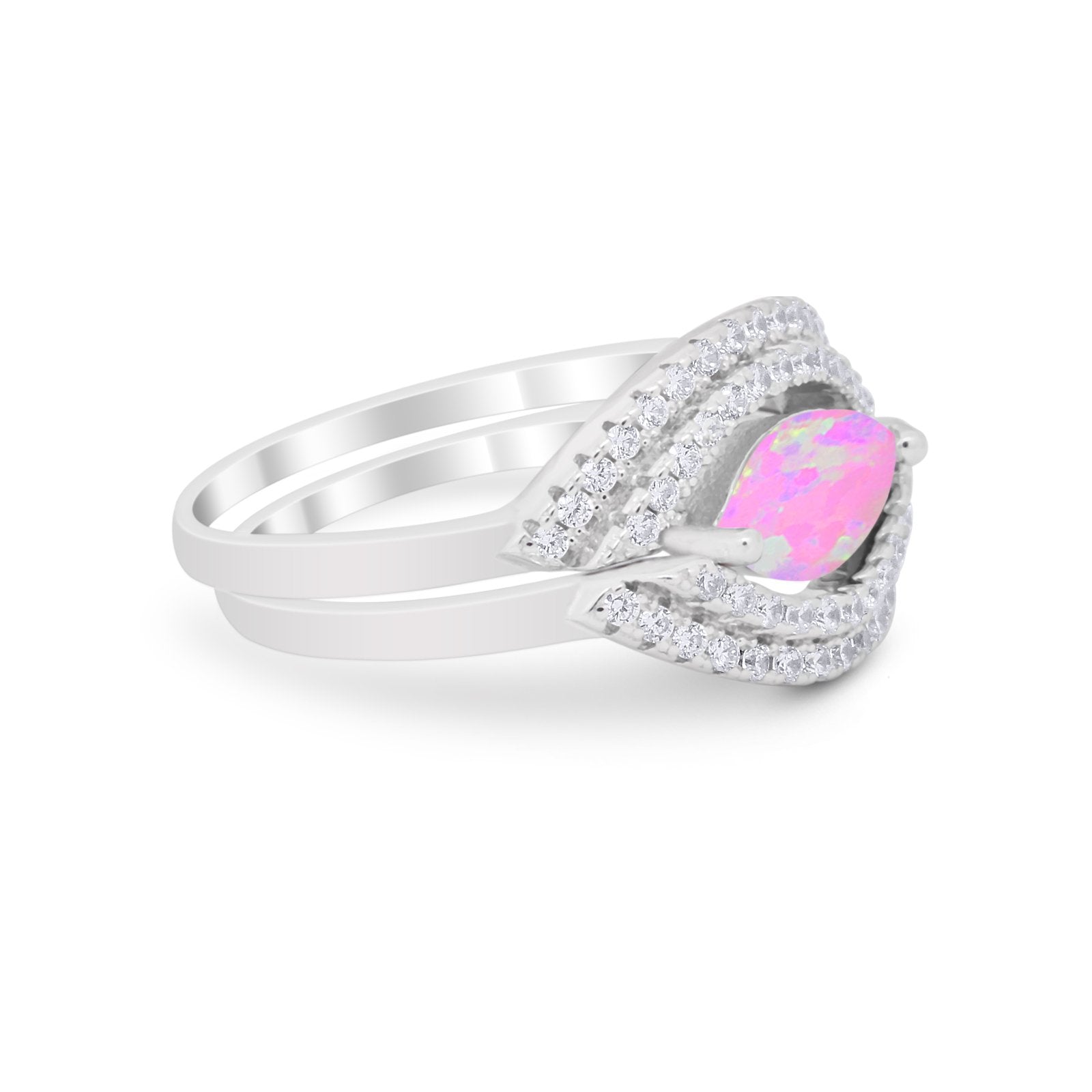 Two Piece Ring Band Round Simulated Cubic Zirconia 925 Sterling Silver