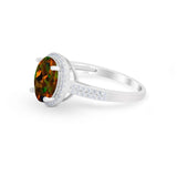 Oval Wedding Engagement Ring Round Cubic Zirconia Accent 925 Sterling Silver