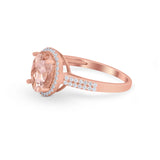 Oval Wedding Engagement Ring Round Cubic Zirconia Accent 925 Sterling Silver