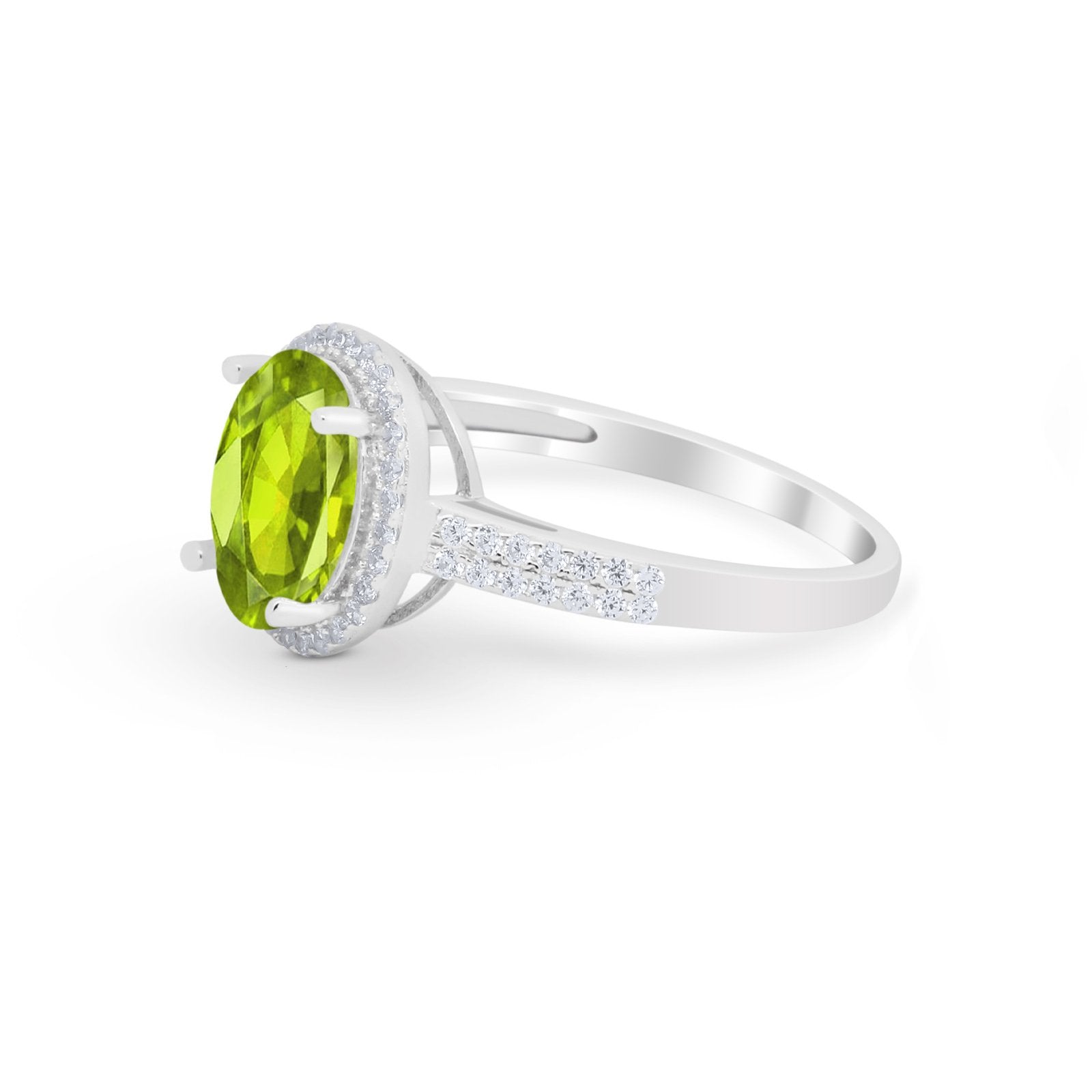 Oval Wedding Engagement Ring Round Cubic Zirconia Accent 925 Sterling Silver