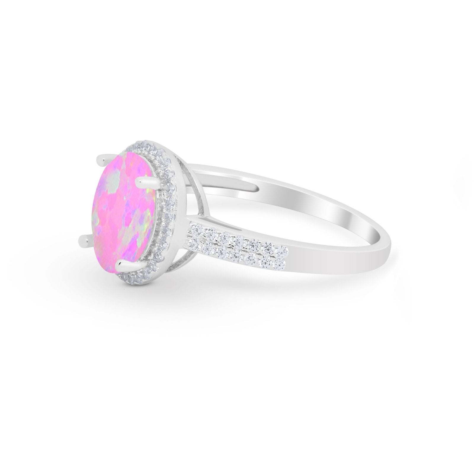 Oval Wedding Engagement Ring Round Cubic Zirconia Accent 925 Sterling Silver