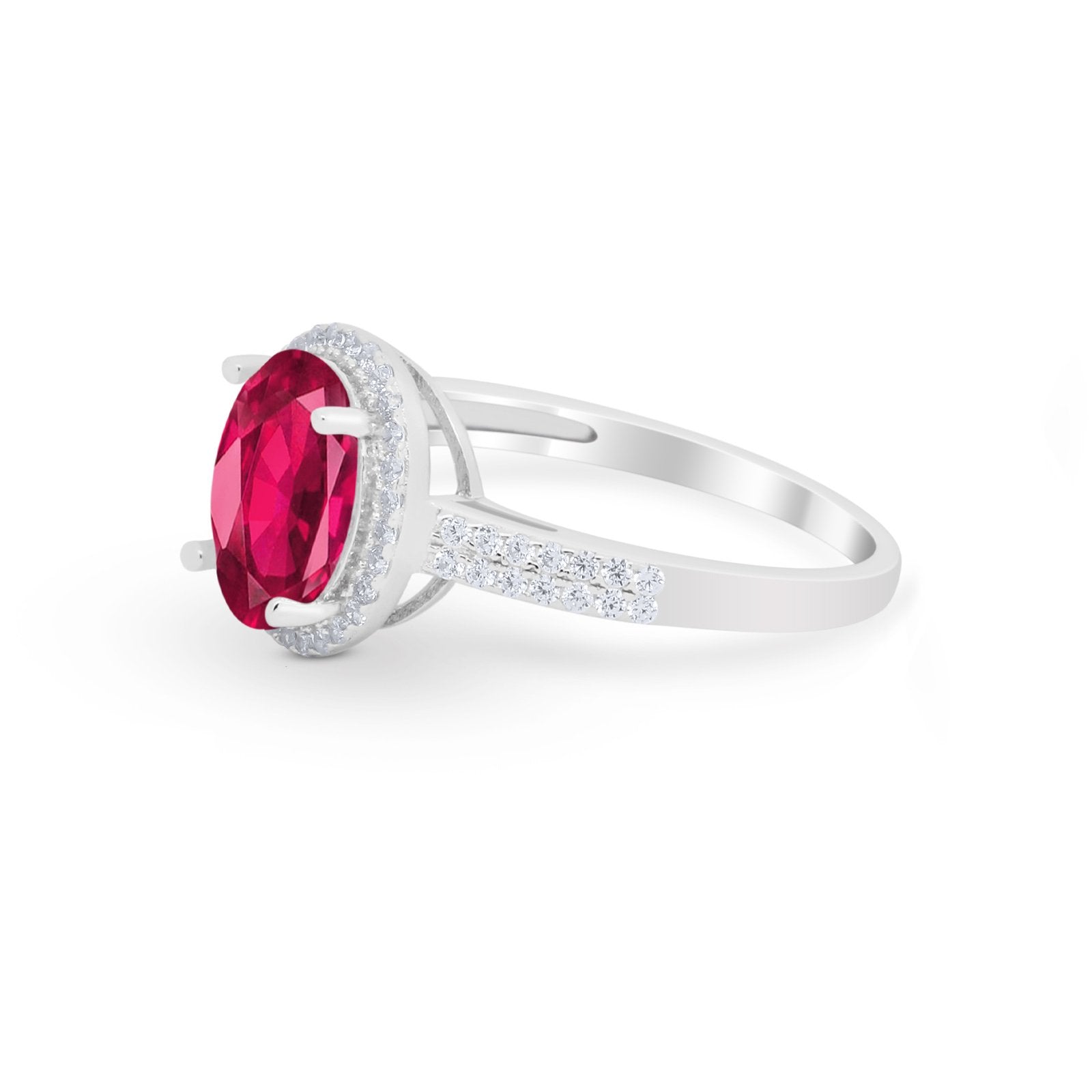 Oval Wedding Engagement Ring Round Cubic Zirconia Accent 925 Sterling Silver