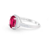 Oval Wedding Engagement Ring Round Cubic Zirconia Accent 925 Sterling Silver