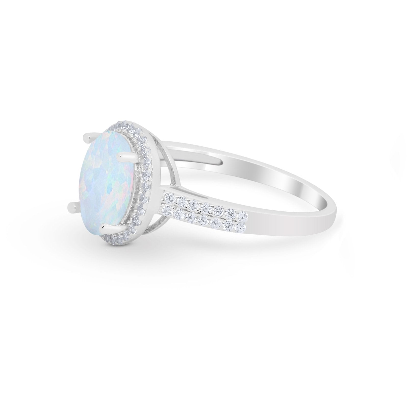 Oval Wedding Engagement Ring Round Cubic Zirconia Accent 925 Sterling Silver