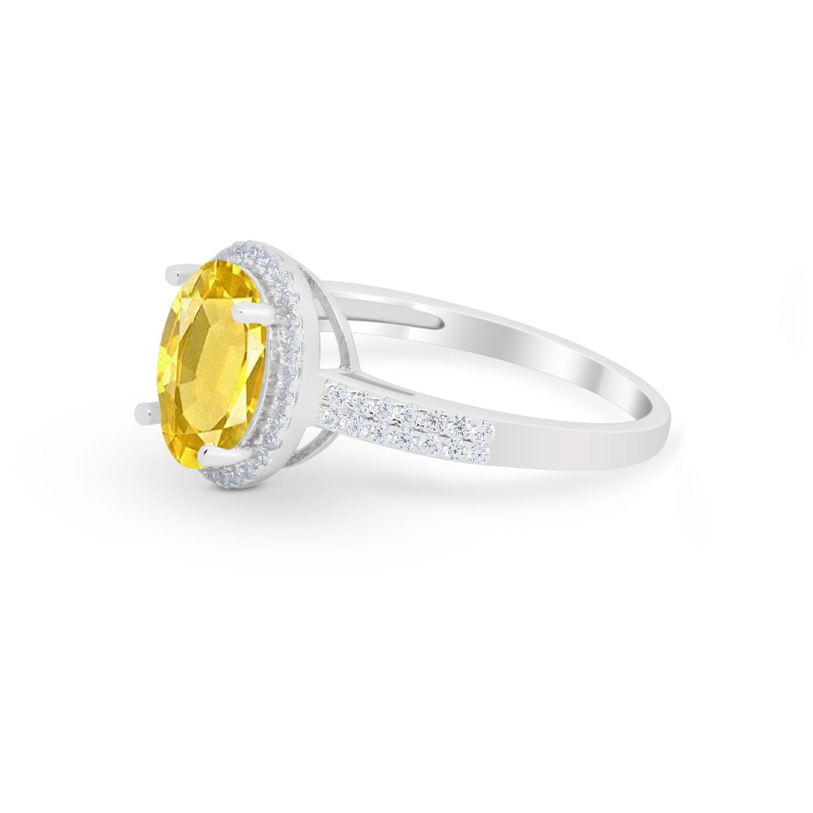 Oval Wedding Engagement Ring Round Cubic Zirconia Accent 925 Sterling Silver