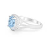 Halo Filigree Oval Wedding Ring Round Simulated Cubic Zirconia 925 Sterling Silver