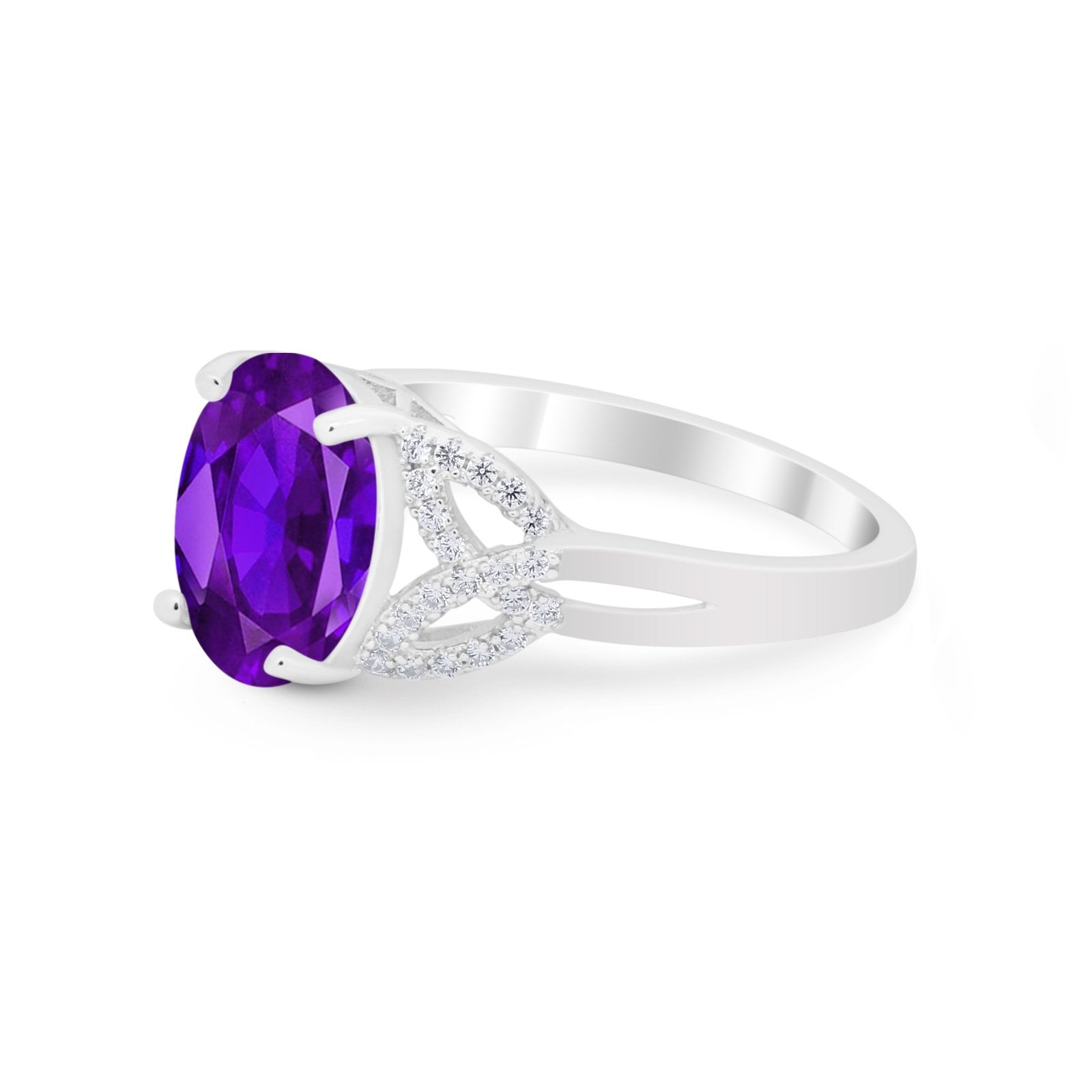 Celtic Oval Wedding Engagement Ring Round Cubic Zirconia 925 Sterling Silver