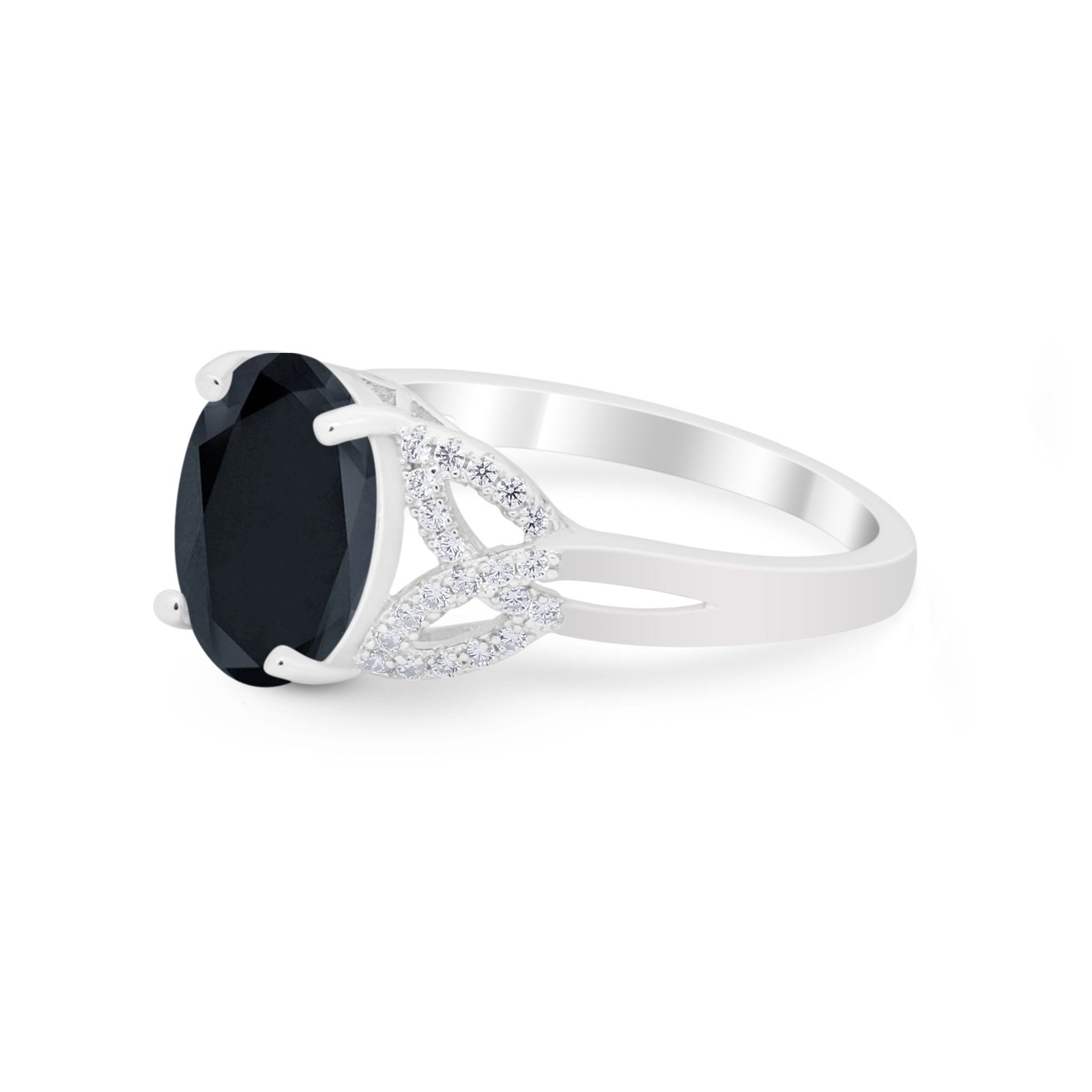 Celtic Oval Wedding Engagement Ring Round Cubic Zirconia 925 Sterling Silver