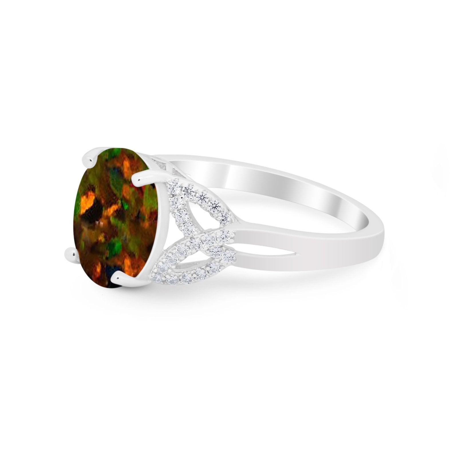 Celtic Oval Wedding Engagement Ring Round Cubic Zirconia 925 Sterling Silver