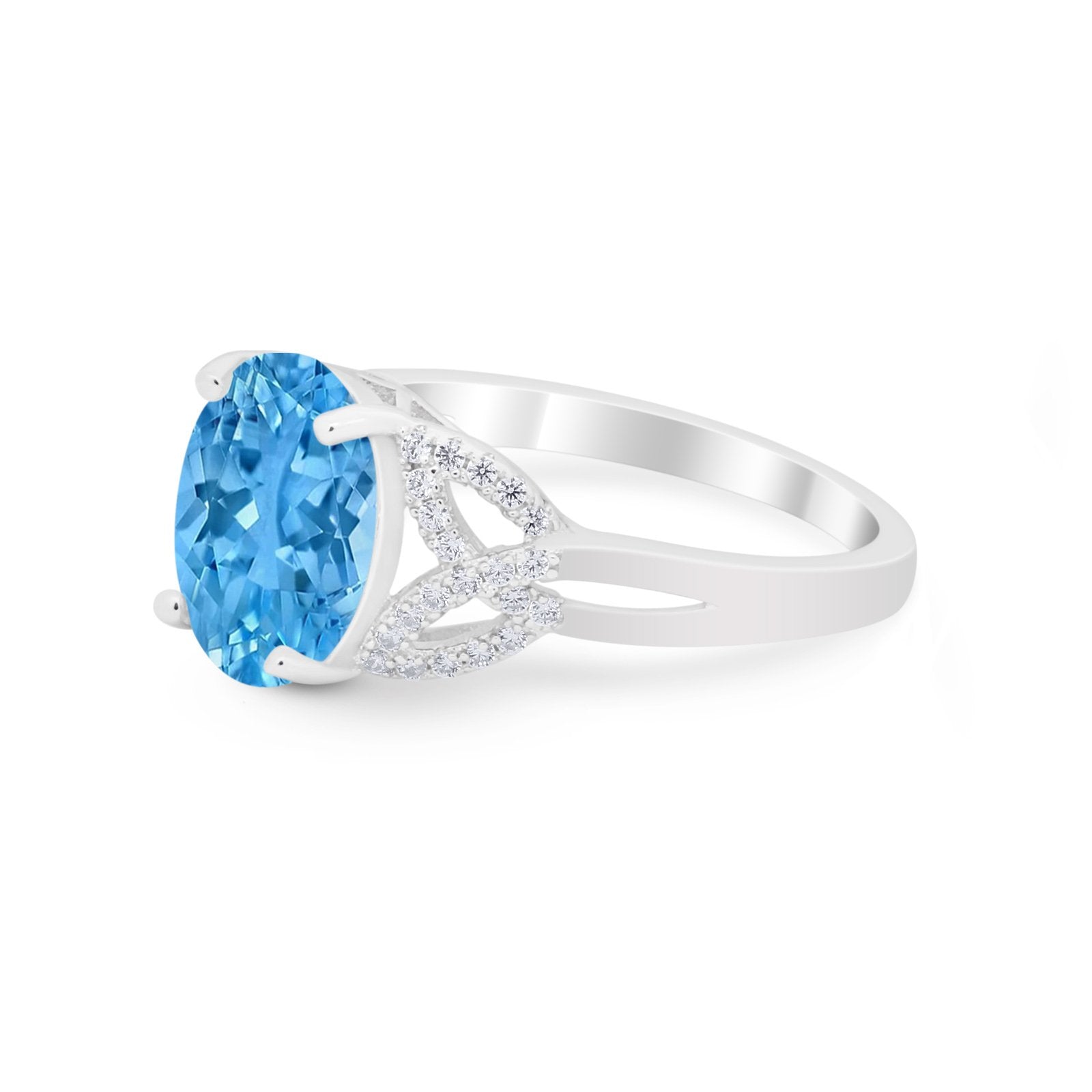 Celtic Oval Wedding Engagement Ring Round Cubic Zirconia 925 Sterling Silver