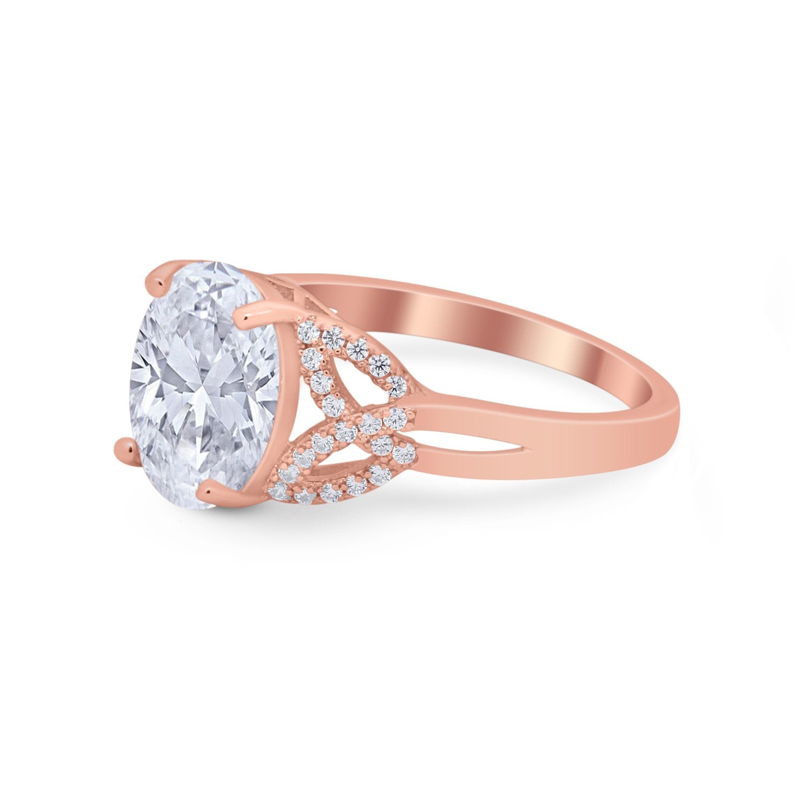 Celtic Oval Wedding Engagement Ring Round Cubic Zirconia 925 Sterling Silver