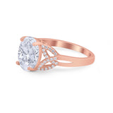 Celtic Oval Wedding Engagement Ring Round Cubic Zirconia 925 Sterling Silver