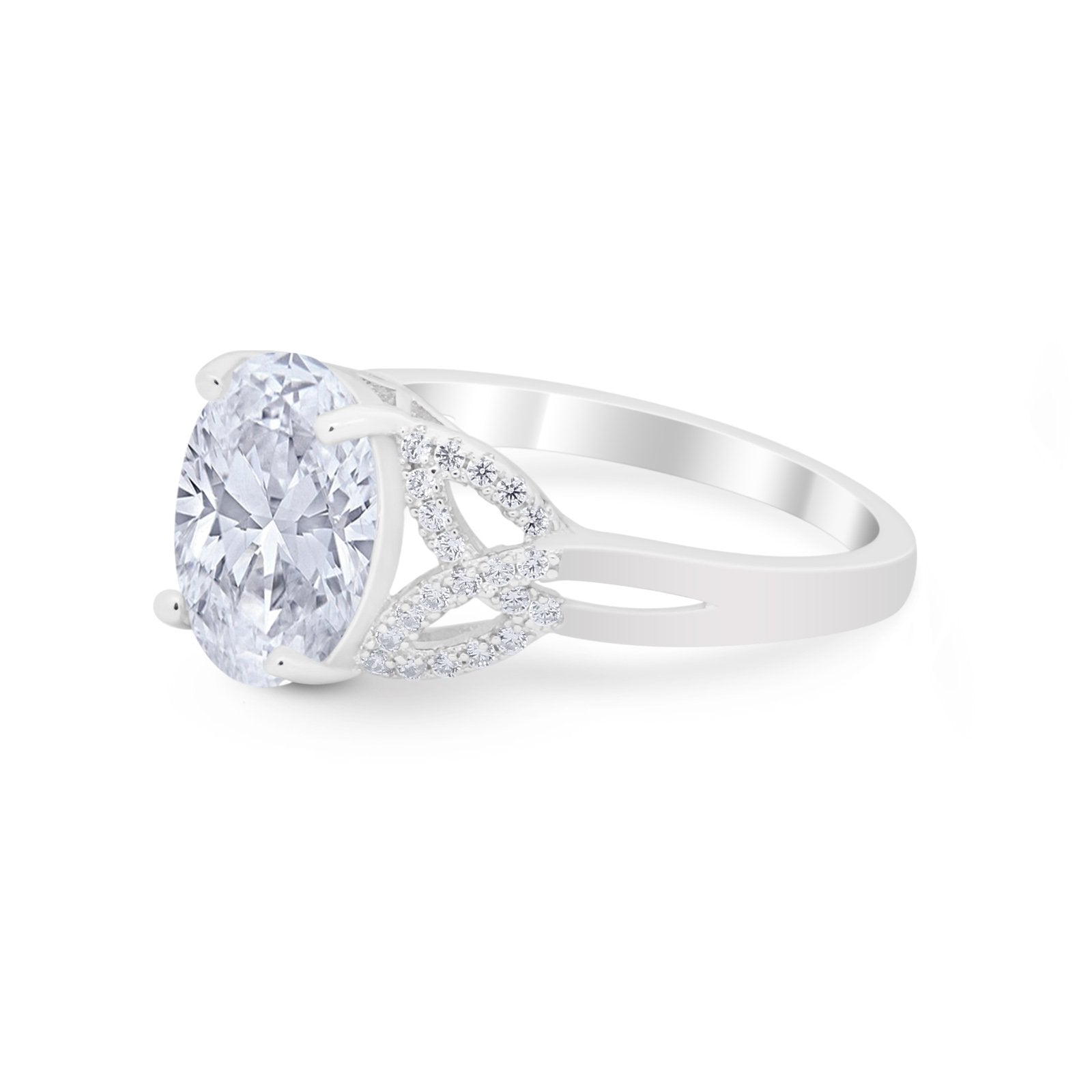 Celtic Oval Wedding Engagement Ring Round Cubic Zirconia 925 Sterling Silver