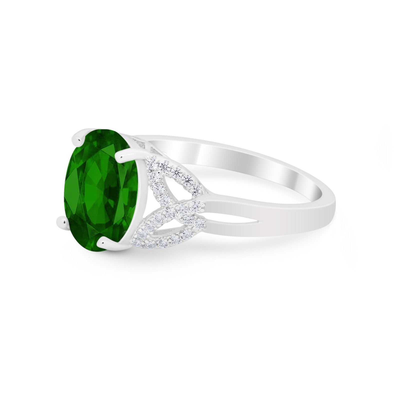 Celtic Oval Wedding Engagement Ring Round Cubic Zirconia 925 Sterling Silver
