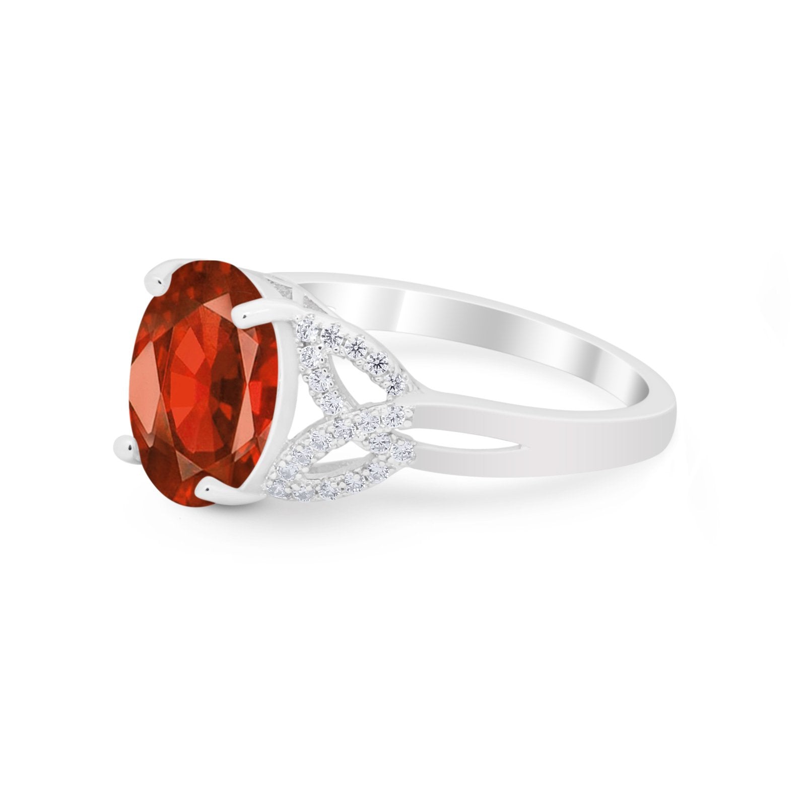 Celtic Oval Wedding Engagement Ring Round Cubic Zirconia 925 Sterling Silver