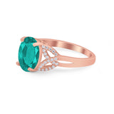 Celtic Oval Wedding Engagement Ring Round Cubic Zirconia 925 Sterling Silver